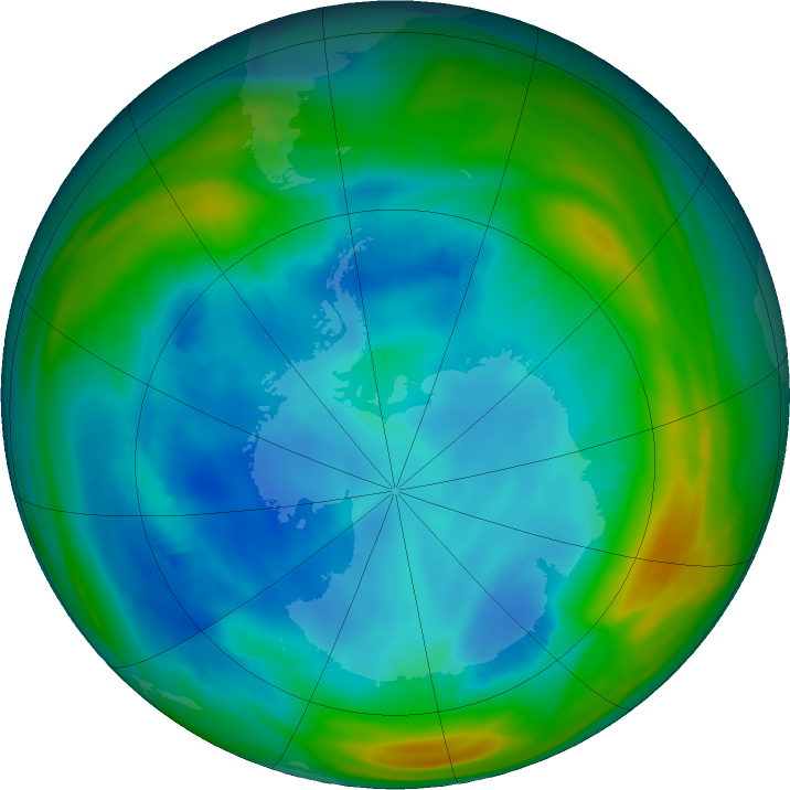 Antarctic ozone map for 01 August 2020